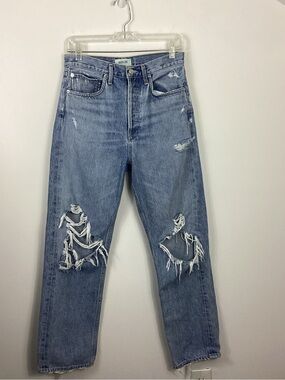 Agolde 90's Fit Mid Rise Button Fly Distressed Loose Fit Jeans Size 26